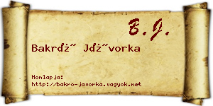 Bakró Jávorka névjegykártya